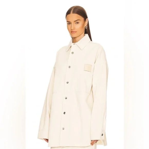 NWOT Revolve Helsa Denim Overshirt Ecru Shacket Denim Shirt Jacket XS/S Cream - Picture 1 of 12